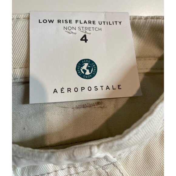 Aeropostale Womens Size 4 Cream Low RIse Utility Non Stretch Pants Aero - Picture 9 of 12
